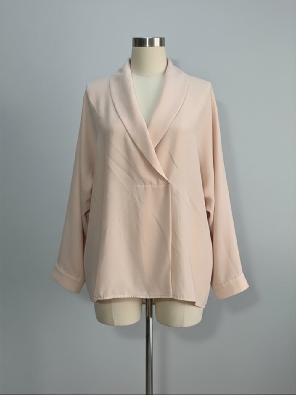 Zara Basic Blush Pink Shawl Collar Blouse - Size XS - Preowned